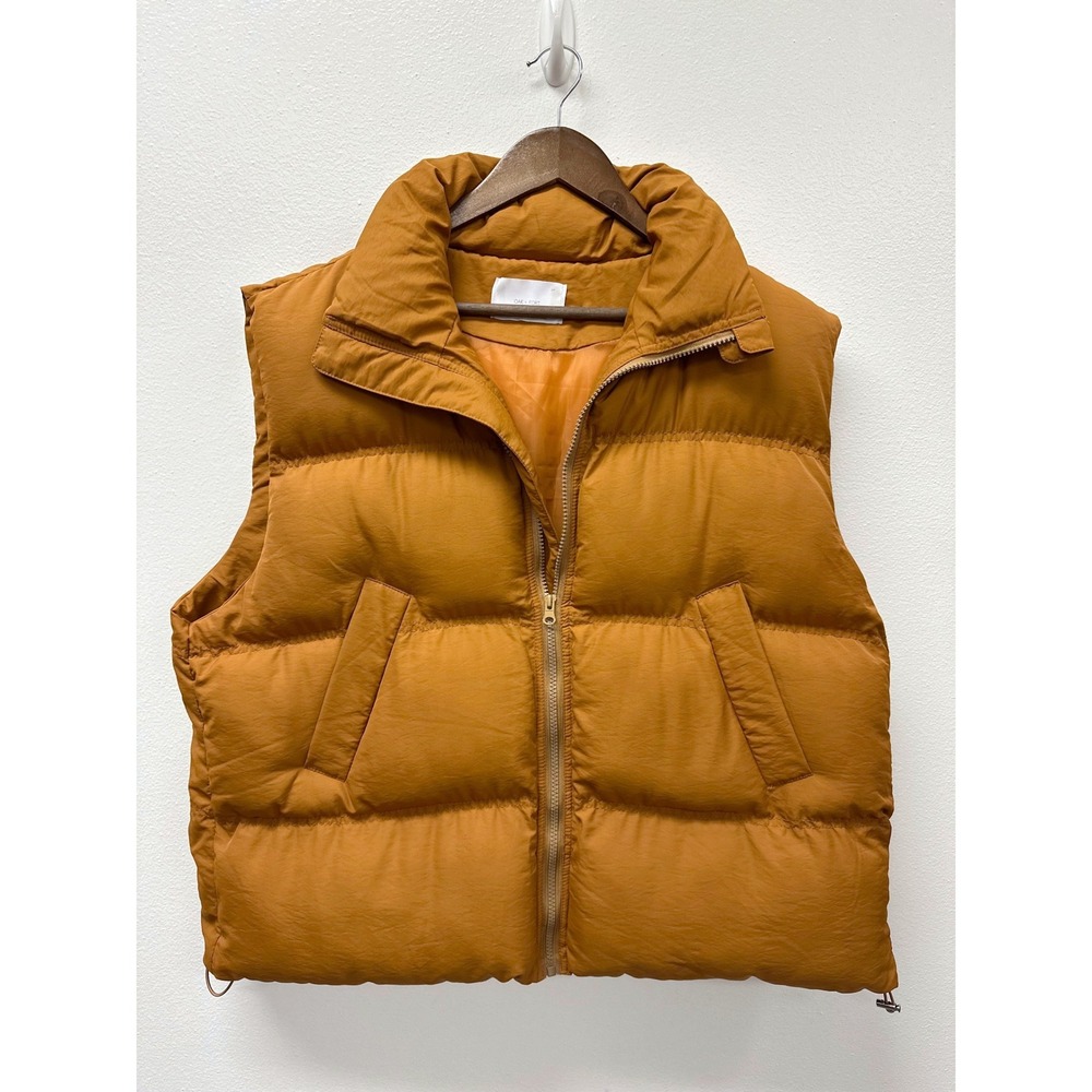 Oak + Fort Oversized Puffer Vest Mustard S